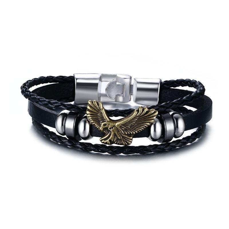 Lucky Vintage Men's Leather Bracelet Playing Cards Charm Multilayer Braided Men and Women Gift