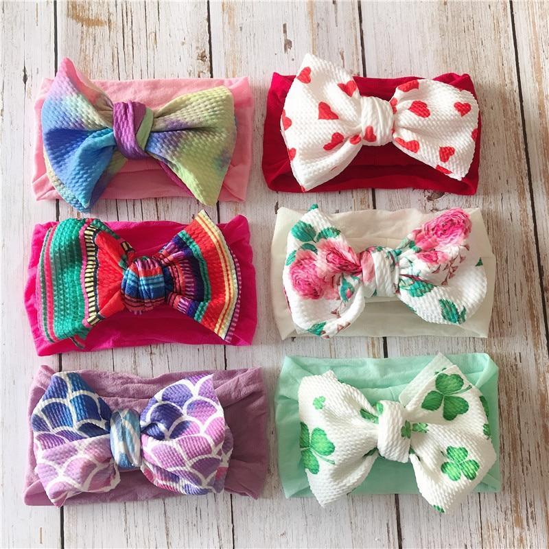 Infant Nylon Print Fabric Headband Baby Girl Headbands for Girls Bows Baby Turban Headwrap Newborn Hairband For Girls
