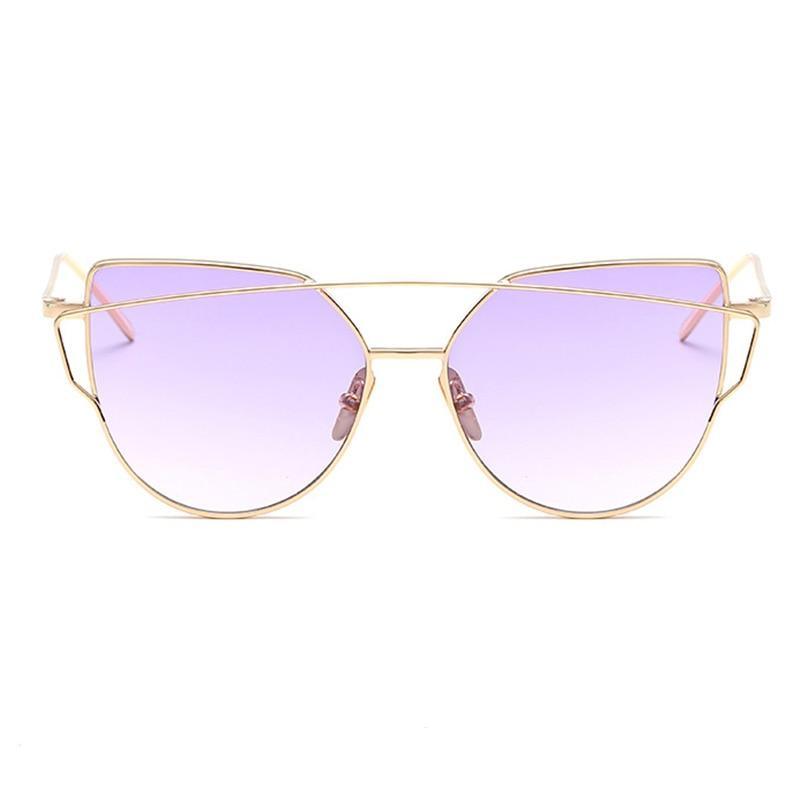 Luxury Vintage Modern Cat Eye Metal High Quality Frame With Miror Sunglasses For Women and Lady sunglasses With UV400 Protection
