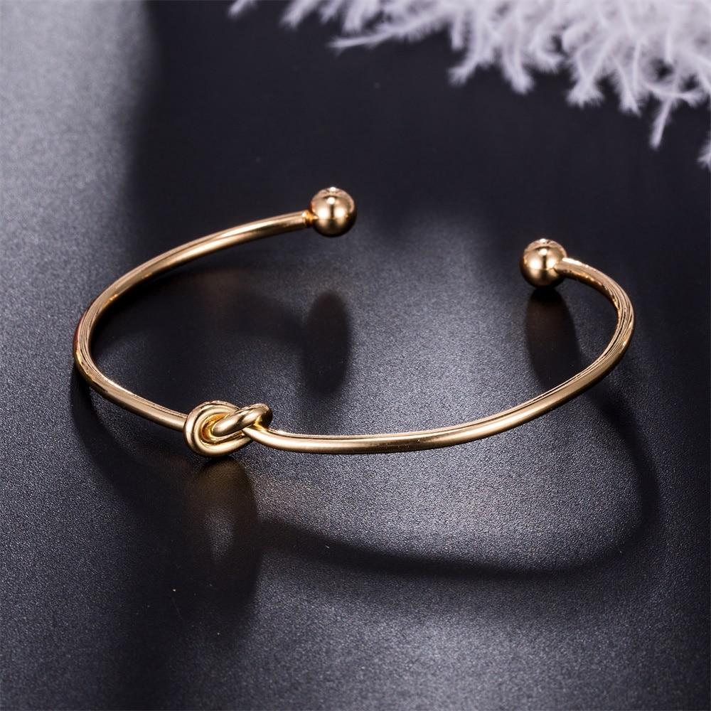 Fashion Bohemia Leaf Round Knot Cuff Bangle Gold Chain Charm Bracelet for Women Simple Geometric Bracelets Luxury Jewelry
