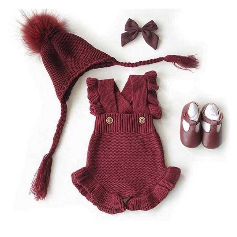 Baby Girl Knitted Clothes Rompers Jumpsuit Cotton Infant Baby Girl Romper In Retro Style For Girls