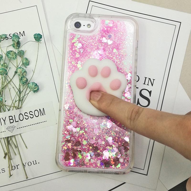 3D Cat Case For Iphone 5s Se 7 7 Plus Case Liquid Quicksand Glitter Silicone Case For Iphone 8 8 Plus X 6 6s Cover Rubber Silicone Phone Case