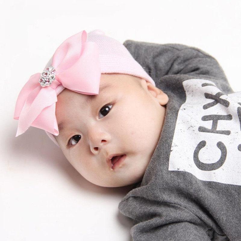 Cute Newest Newborn Baby Girl Comfy Bowknot Cap Elegant Beanie Design Fashionable Babies Hat