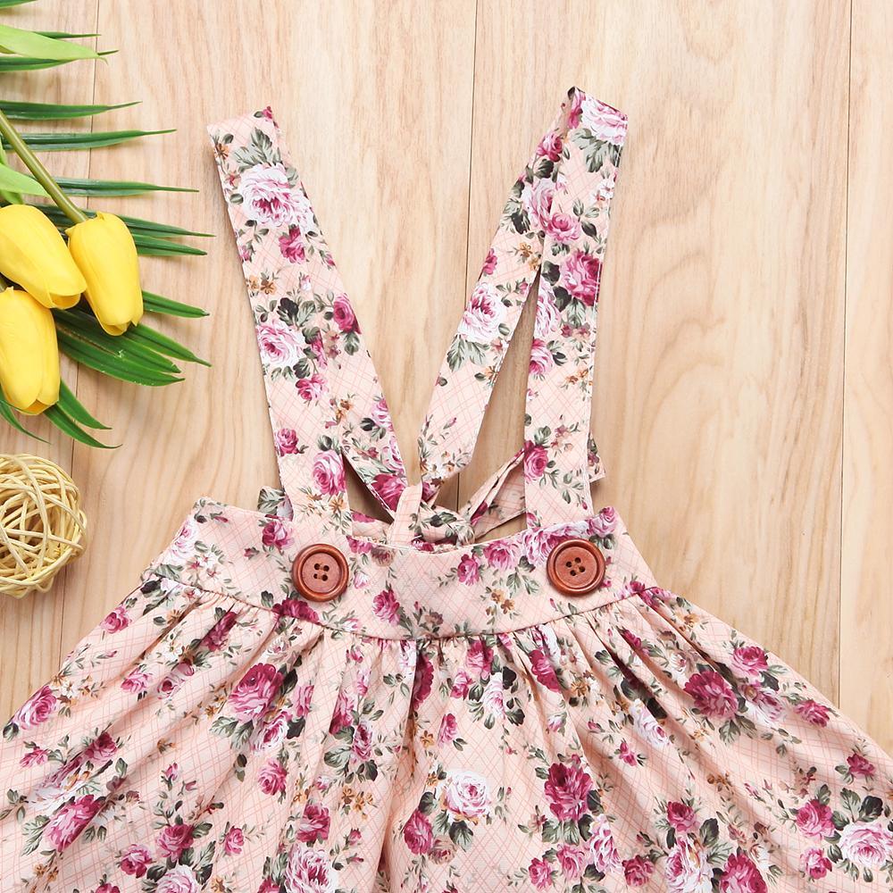 Luxury Modern Summer Fashion Toddler Kids Baby Girls Floral Printing Sleeveless Clothes Party Strap Tutu Dress For Girls