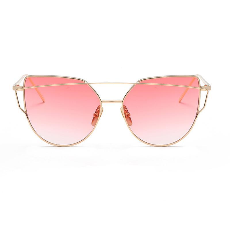 Luxury Vintage Modern Cat Eye Metal High Quality Frame With Miror Sunglasses For Women and Lady sunglasses With UV400 Protection