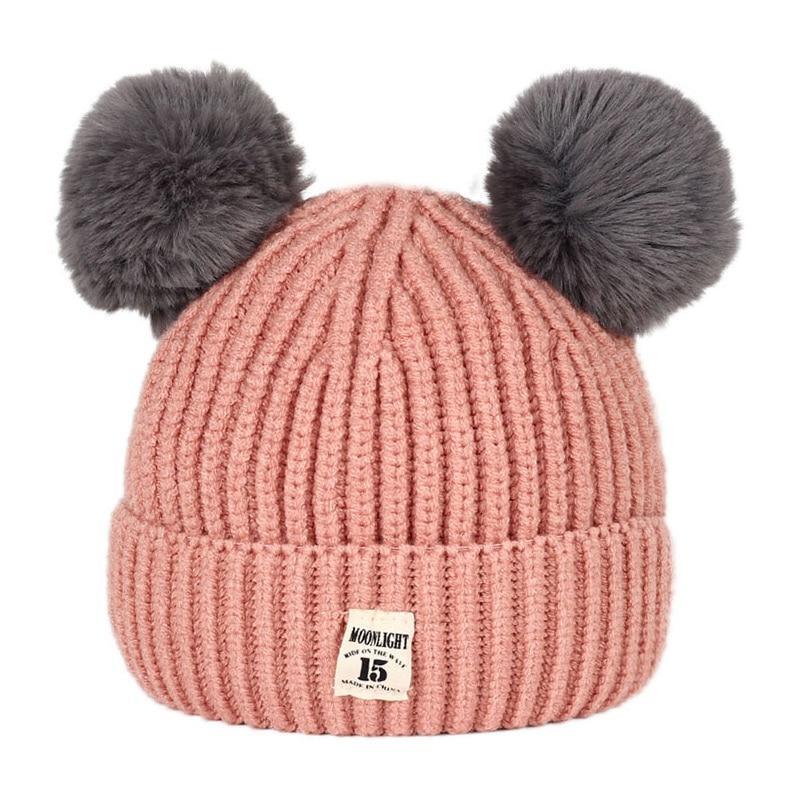 Modern Trend New Baby Beanies Hats Children Knitted Pompom Winter Autumn Cute Cap Warm Girl Hat With Two Balls