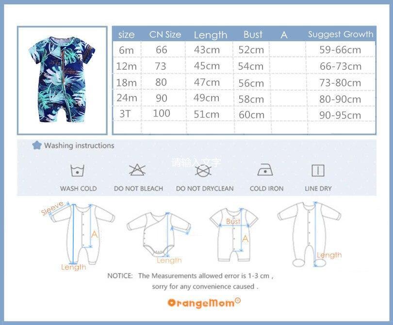 Summer Newborn Fashion Boy and Girls Printed Flower Short-sleeved Romper / jumpsuit For Kids