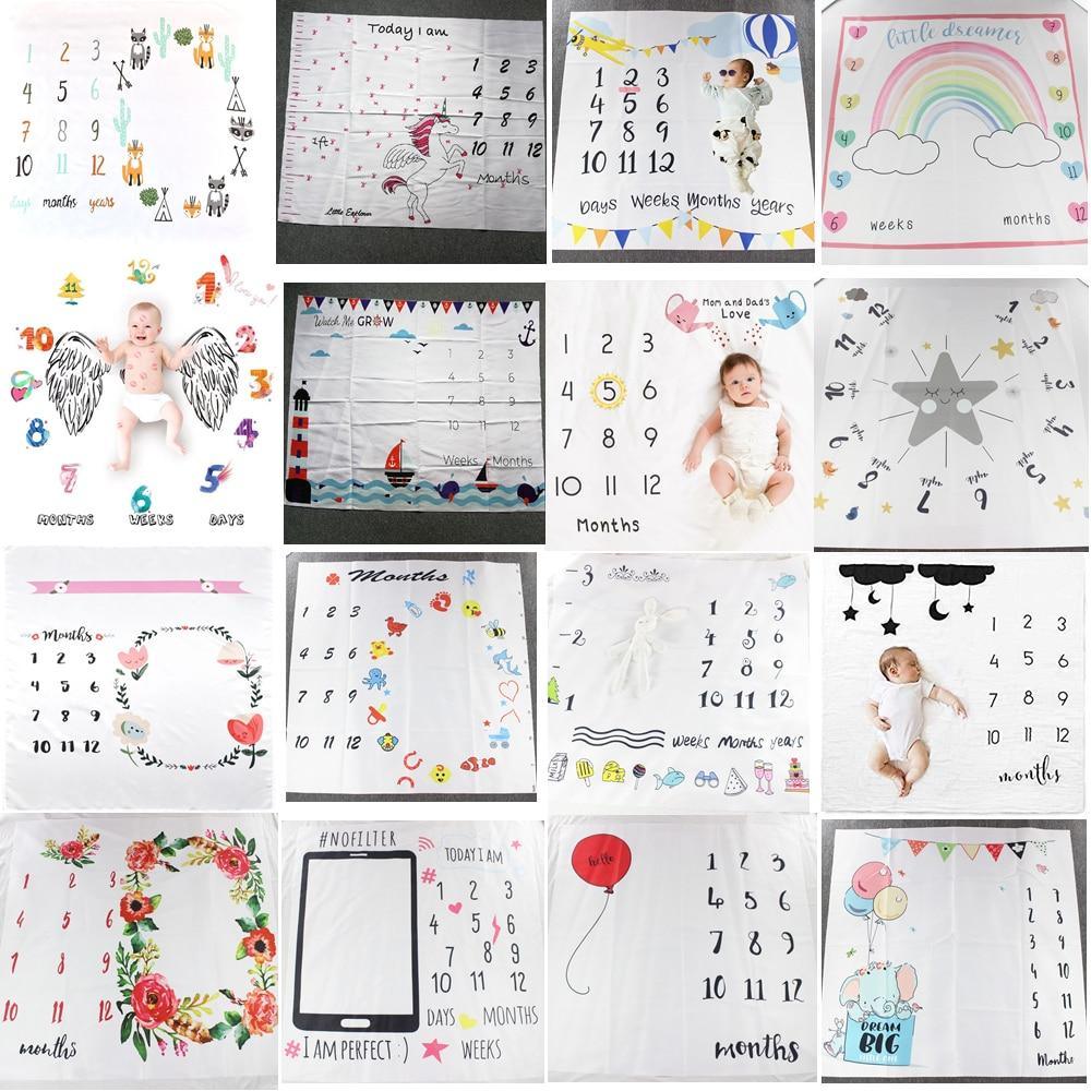 Cartoon Pattern Baby Photo Props Background Blankets Play Mats Backdrop Cloth Calendar Photo Accessories Blanket For Baby