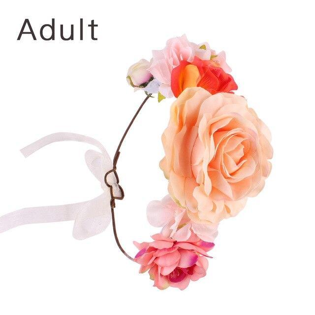 Luxury Handamde Mommy and Baby Flower Headband Large Flower Crown Mother Kids Flowers Headwear For Celebration