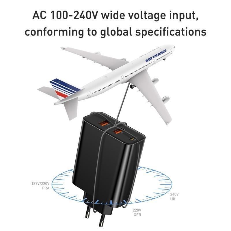 3 Ports USB Fast Charger 60W Support Quick Charge Type-C PD Charger QC 4.0 3.0 Phone Charger