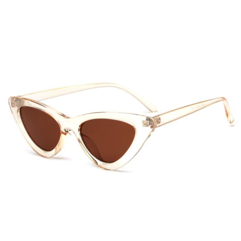 Elegant Cute Retro Cat Eye Sunglasses For Women With Small Black White Triangle Vintage Ladies Sunglasses and UV400 Protection