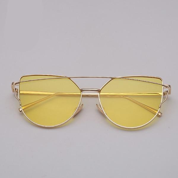 NEW Stevvex Designer Cat eye Sunglasses For Women and Ladies in Vintage Metal Reflective Glasse Mirror Retro Oculos De Sol Gafas Style With UV 400 Protection