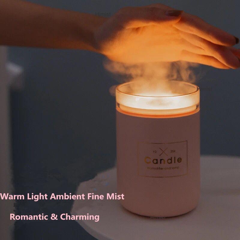 280ML Ultrasonic Air Humidifier Candle Romantic Soft Light USB Essential Oil Diffuser Car Aroma Mist Maker