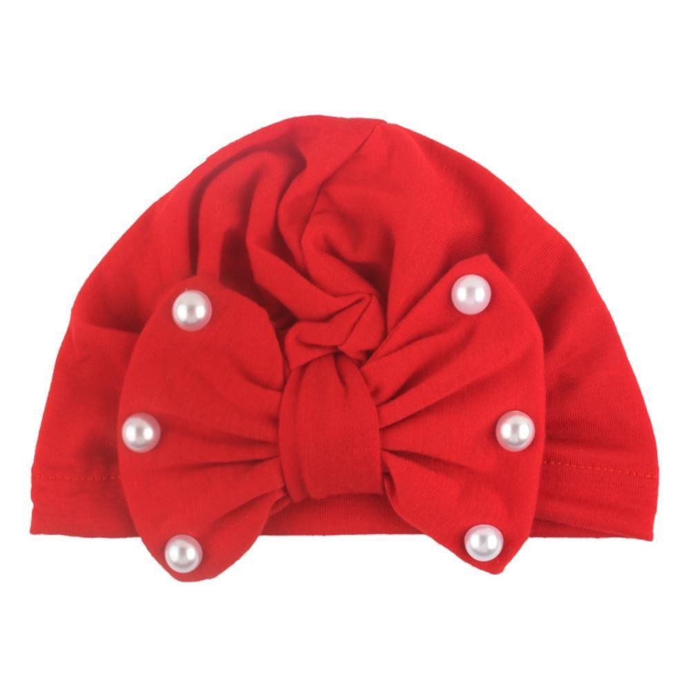 Modern Baby Hats Cute Rabbit Bow Knot with Pearls Baby Girl Hat with Pearls for Kids In Diamond Luxury Style