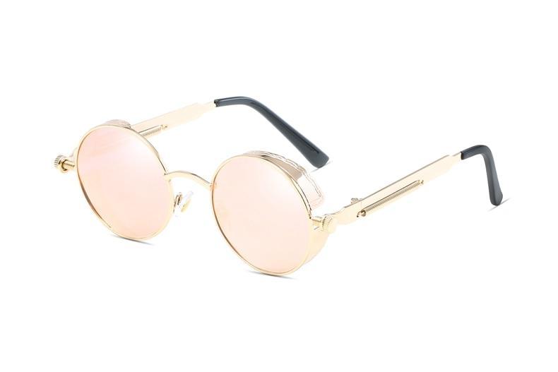 Luxury Popular Retro Gothic Steampunk Polarized Men and Women Brand Designer Vintage Round High Quality Metal Frame Sunglasses With UV400 Protection