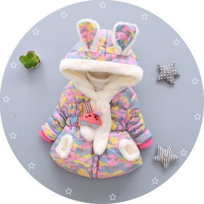 Luxury Newborn Children Plus Cute Hooded Cotton Jacket Infant Clothing for Baby Girls In Elegant Colorful Design For Winter