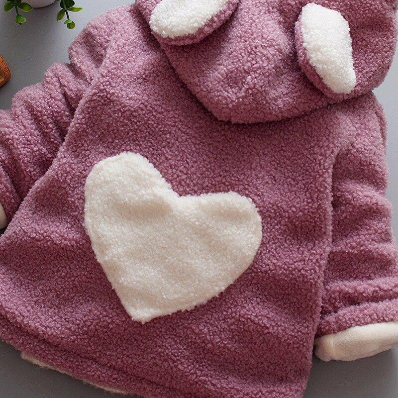 Baby Girls Winter Coats Newborn Baby Thick Velvet Outerwear For Toddler Hoodies For Girls With Heart Print Design For Girls And Babies