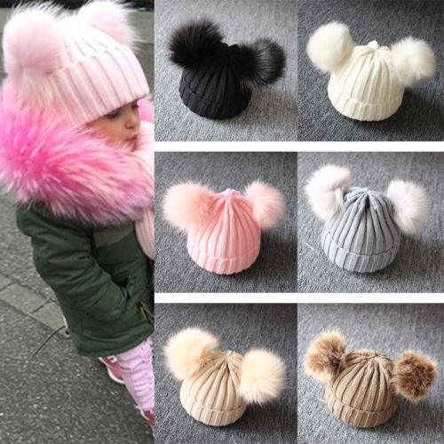 Newborn Baby Kids Girls Winter Warm Knit Hat Ball Beanie Cap Design