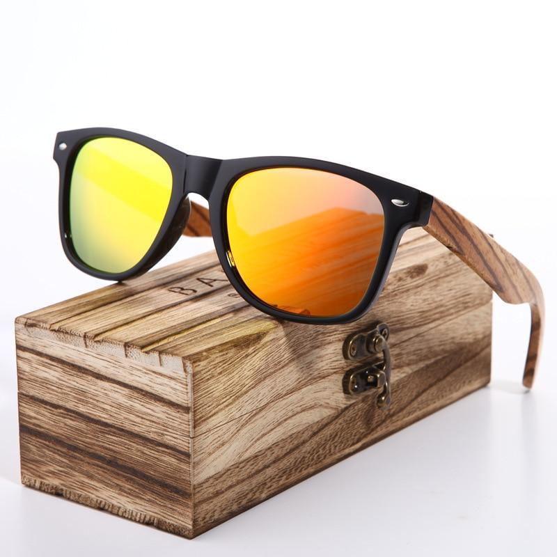 Luxury Handmade Polarized Handmade Bamboo Wood Universal Sunglasses In Zebra Wood Style Vintage Wooden Frame Male Driving Sun Glasses Shades Gafas With Box and UV400Protection