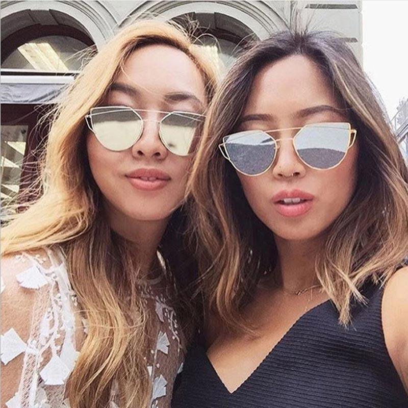 Luxury Vintage Modern Cat Eye Metal High Quality Frame With Miror Sunglasses For Women and Lady sunglasses With UV400 Protection