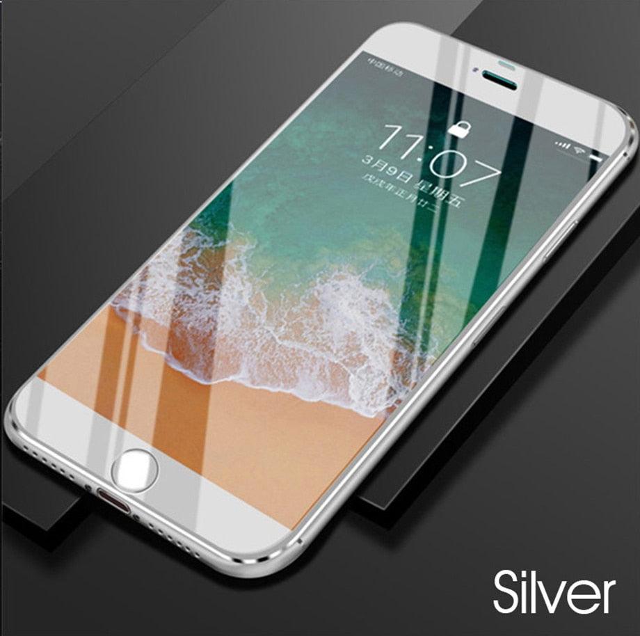 10D Curved Edge Aluminum Alloy Tempered Glass for iPhone X XS MAX 11 12 Pro Max mini 6 6S 7 8 Plus Full Cover Screen Protector Titanium Alloy Metal Edge Full Coverage Front Tempered Glass Screen Protector for iPhone