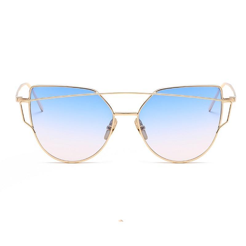 Luxury Vintage Modern Cat Eye Metal High Quality Frame With Miror Sunglasses For Women and Lady sunglasses With UV400 Protection