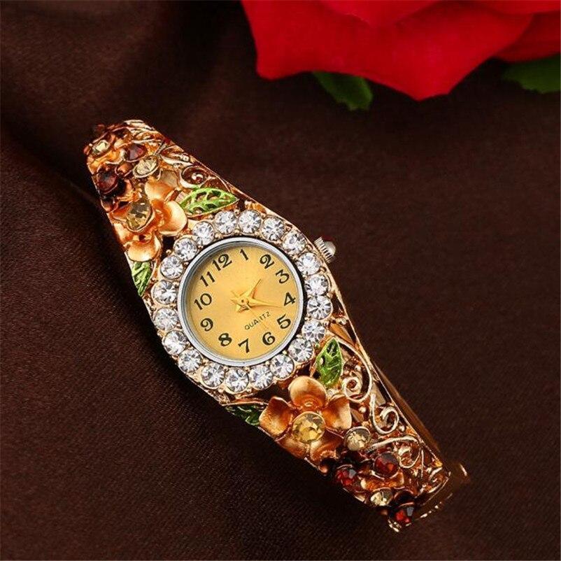 Elegant Watch Gold Luxury Women Watch Colorful Abstract Enamel Paint Crystal Rhinestone Bangle Wristwatches Bracelet Watch For Women Ladies and Girls