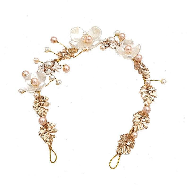 Handamde Lucury Hair Accessories For Girls Kids Flower Crown Adjustable Flower Headband Pearls Head Wreath For Girls