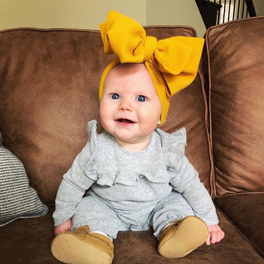 Adjustable Big Bow Headwrap Top Knot Headbands Over Sized Bow Hair Turban for Newborn Girl