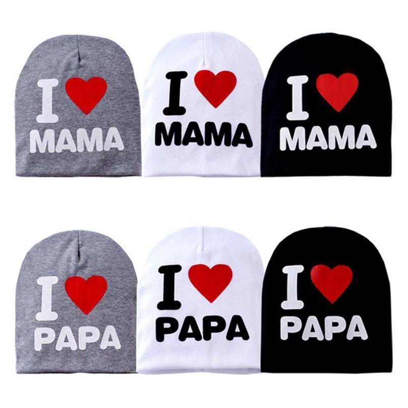 Baby " I Love mama , i love papa" Cap Children Cap Kids Solid Baby Beanie Hat Fashion Ears Straw In Modern New Design