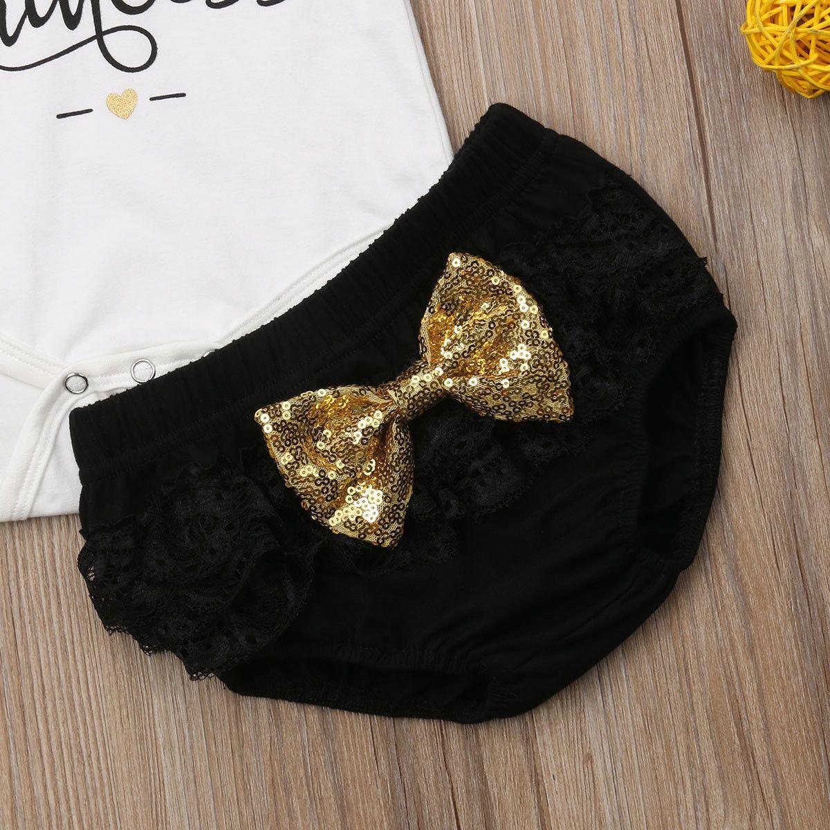 3PCS Cute Newborn Baby Girl Outfits Clothes Tops Bodysuit Shorts Pants Set For Girls WIth Print Dadys Princess