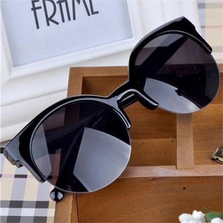 New Luxury Modern Fashion Retro Designer Super Round Circle Glasses With Cat Eye Women's Sunglasses With UV400 Protection