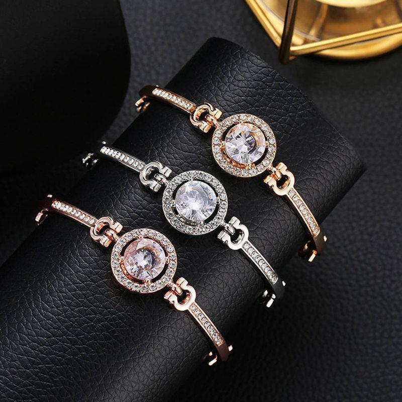 Luxury Diamond Shiny Fashion Luxury Jewelry Zircon Multi-Layer Bangle Bracelet High Quality Rhinestone Charm Bracelet for Women and Girls
