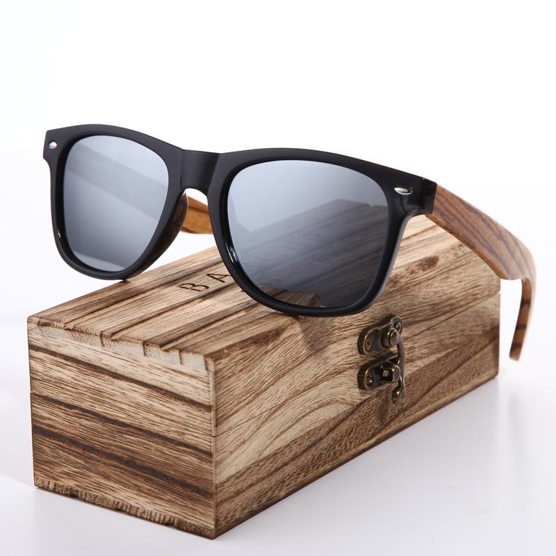 Luxury Handmade Polarized Handmade Bamboo Wood Universal Sunglasses In Zebra Wood Style Vintage Wooden Frame Male Driving Sun Glasses Shades Gafas With Box and UV400Protection
