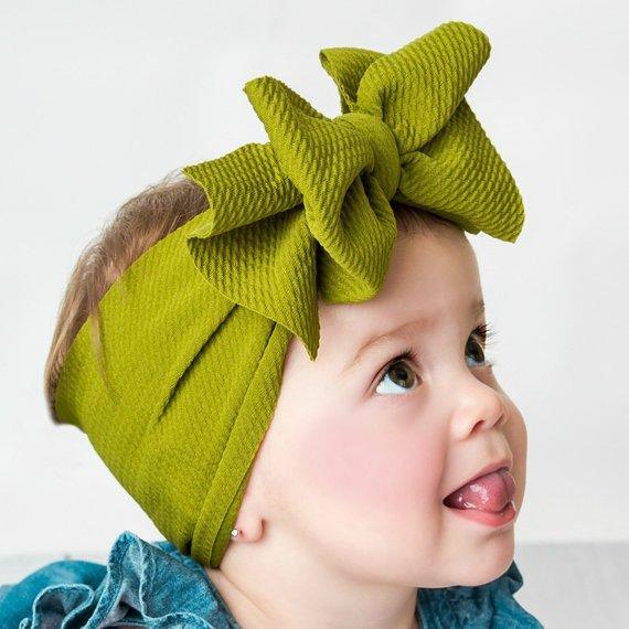 Adjustable Big Bow Headwrap Top Knot Headbands Over Sized Bow Hair Turban for Newborn Girl