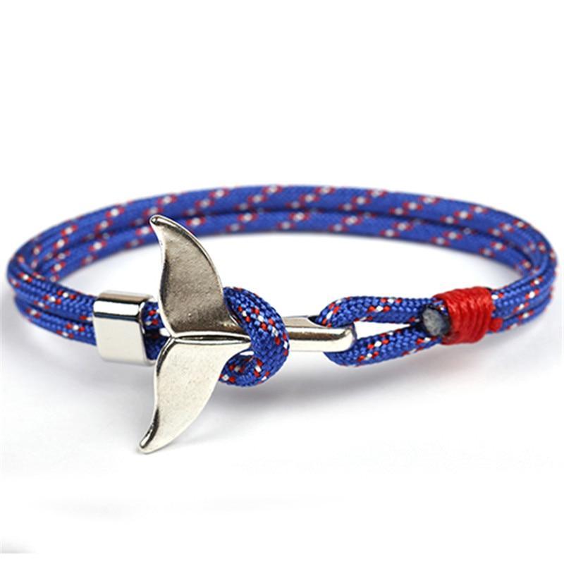 Fashion Whale Tail Bracelets For Men And Women Charm Survival Rope Chain Bracelet Male Wrap Metal Hooks