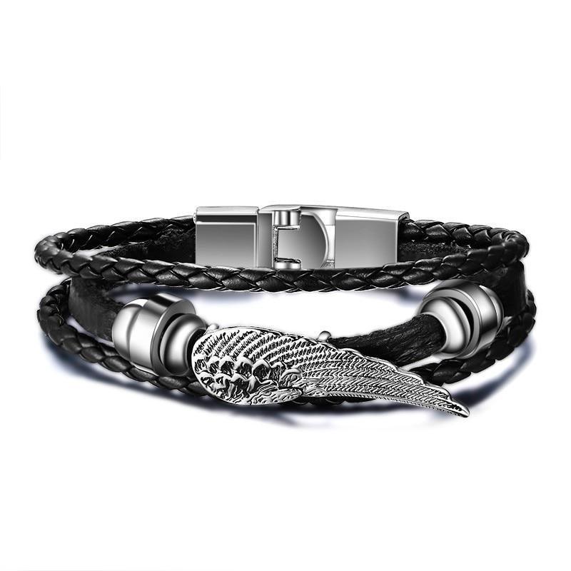 Lucky Vintage Men's Leather Bracelet Playing Cards Charm Multilayer Braided Men and Women Gift