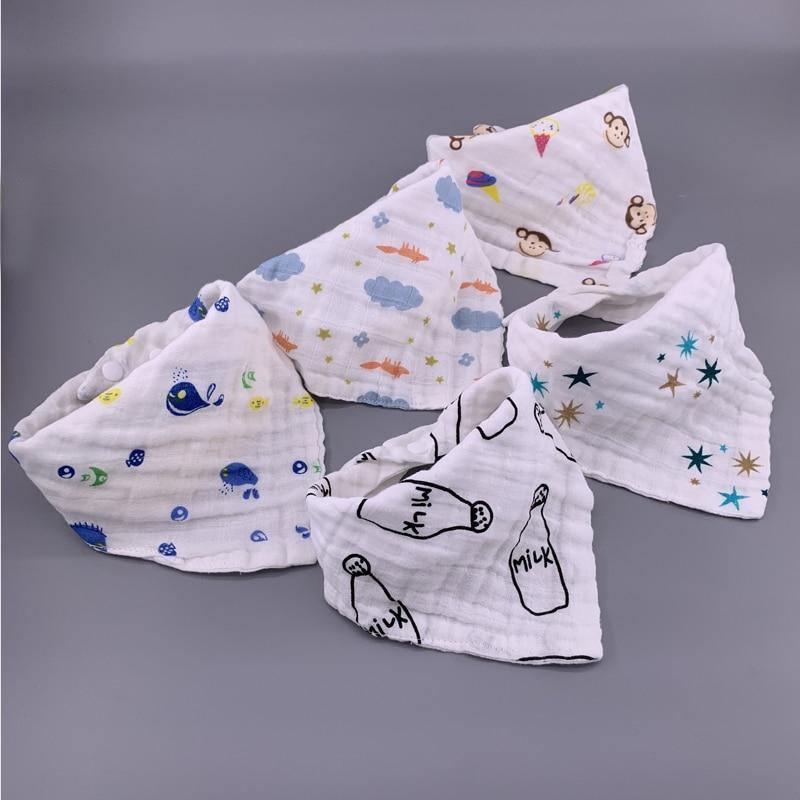 Modern 5PCS/Pack Cotton Baby Bibs 4 Lyers Girls Boys Triangle Feeding Burp Cloth Collar Scarf For Feeding