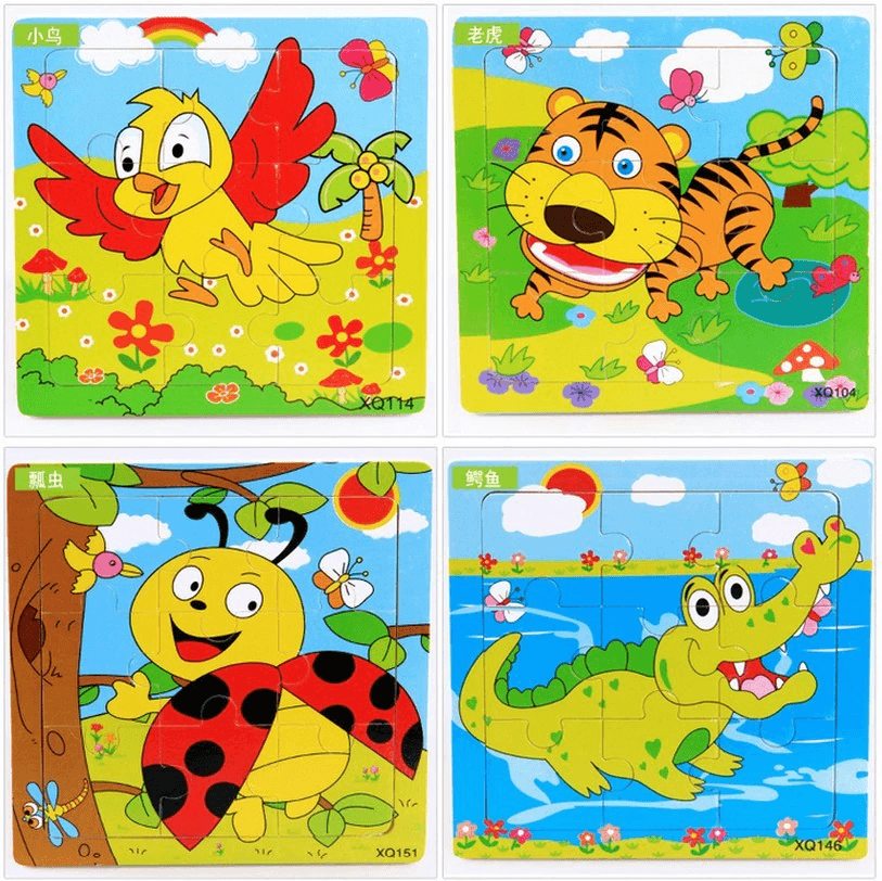 1 Pcs Animal Wooden Puzzles For Children In Wooden 3D Mosaic Puzzles Kids Educational Toys Design For Baby Birthday Gifts