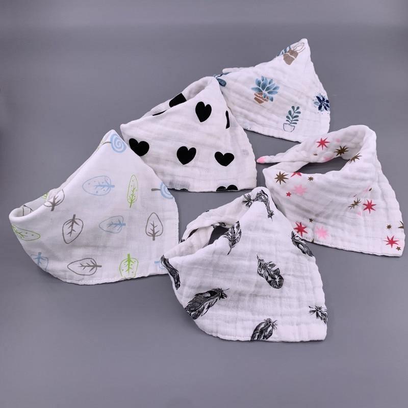 Modern 5PCS/Pack Cotton Baby Bibs 4 Lyers Girls Boys Triangle Feeding Burp Cloth Collar Scarf For Feeding