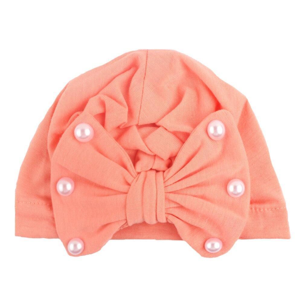 Modern Baby Hats Cute Rabbit Bow Knot with Pearls Baby Girl Hat with Pearls for Kids In Diamond Luxury Style