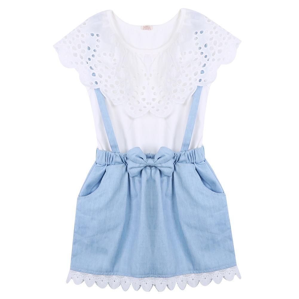 Toddler Kid Girl Ruffles Tops T-shirt Strap Dress Outfit Cute Clothes Set Perfect Gift Unique Design