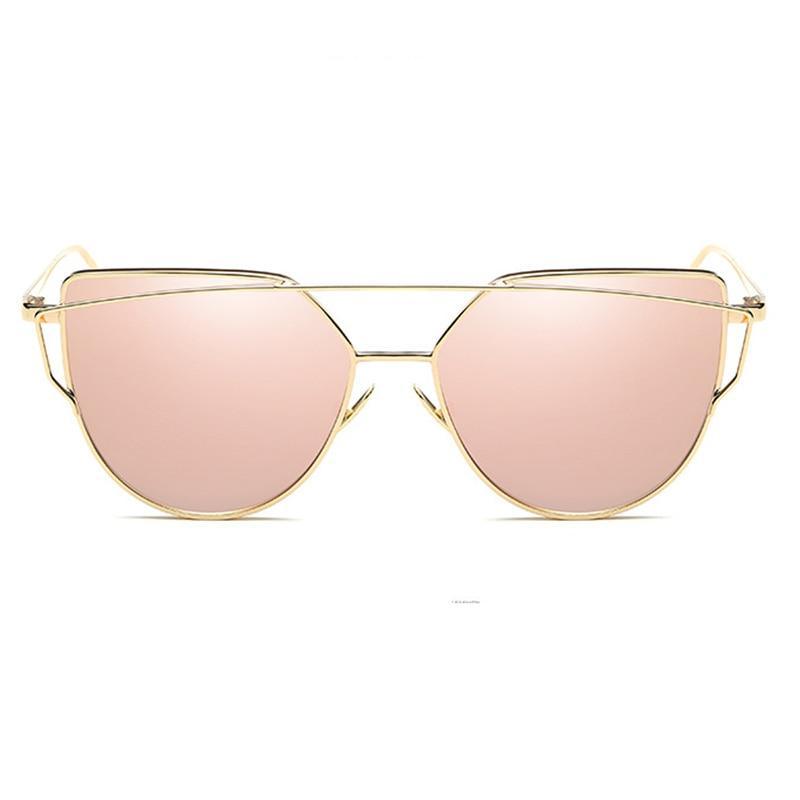 Luxury Vintage Modern Cat Eye Metal High Quality Frame With Miror Sunglasses For Women and Lady sunglasses With UV400 Protection