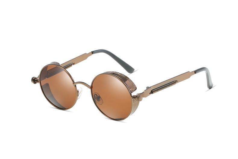 Luxury Popular Retro Gothic Steampunk Polarized Men and Women Brand Designer Vintage Round High Quality Metal Frame Sunglasses With UV400 Protection