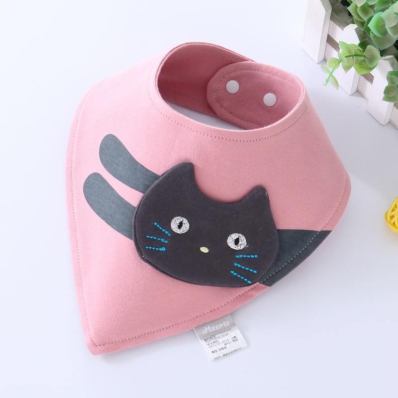 Baby Bibs Waterproof Triangle Cotton Cartoon Child Dribble Bibs Newborn Absorbent Cloth Bib for Kids in Cat Design