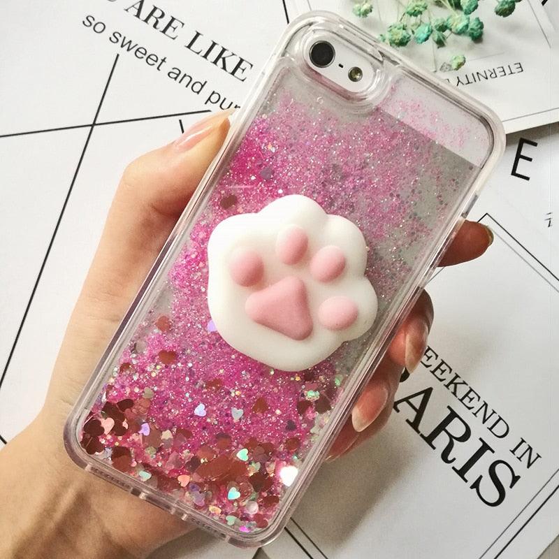 3D Cat Case For Iphone 5s Se 7 7 Plus Case Liquid Quicksand Glitter Silicone Case For Iphone 8 8 Plus X 6 6s Cover Rubber Silicone Phone Case