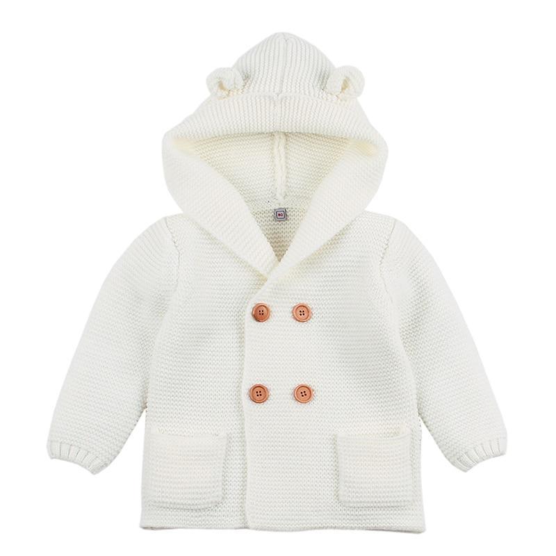 Winter Hooded Knitted Long Sleeve Sweaters For Newborn Babies
