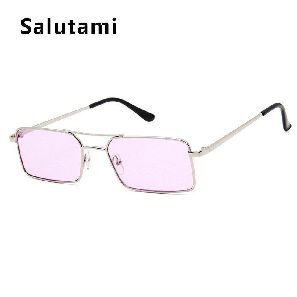 Luxury Famous Retro Modern Square Unisex Men and Women‘s Sunglasses With Alloy Metal Small Frame With Clear Double Bridge Men's Sunglasses