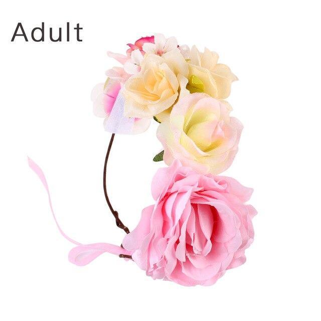 Luxury Handamde Mommy and Baby Flower Headband Large Flower Crown Mother Kids Flowers Headwear For Celebration