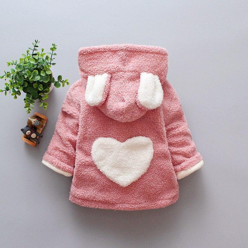 Baby Girls Winter Coats Newborn Baby Thick Velvet Outerwear For Toddler Hoodies For Girls With Heart Print Design For Girls And Babies